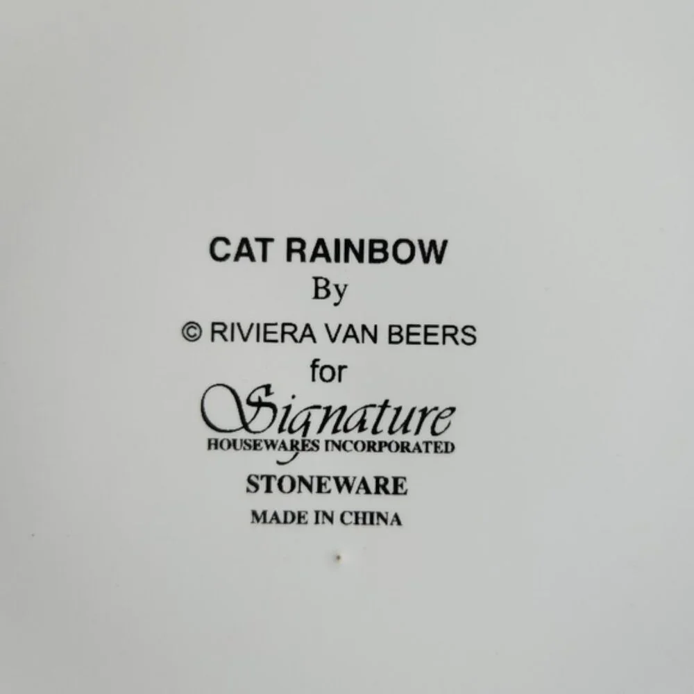 Cat Rainbow Riviera Van Beers Stoneware Cat Bowl NWOT